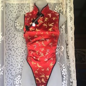 Oriental Embroidered Adjustable  Body Suit
